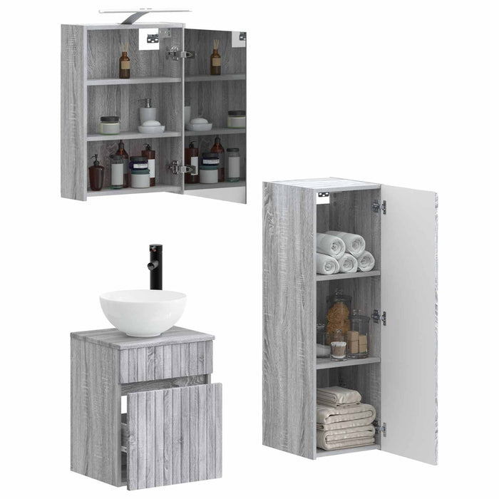 Set de mobilier pentru baie 4 pcs Sonoma gri WALTI