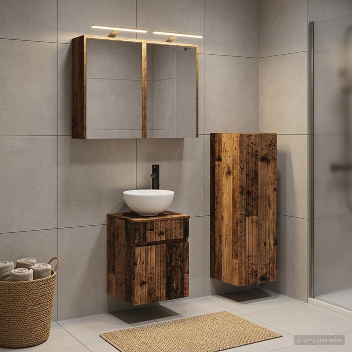 Set de mobilier pentru baie 4 buc. Lemn vechi - WALTI WALTI