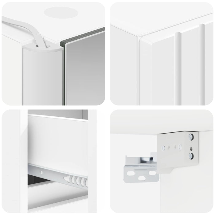 Set de mobilier pentru baie 4 pcs Alb Lemn prelucrat și sticlă WALTI