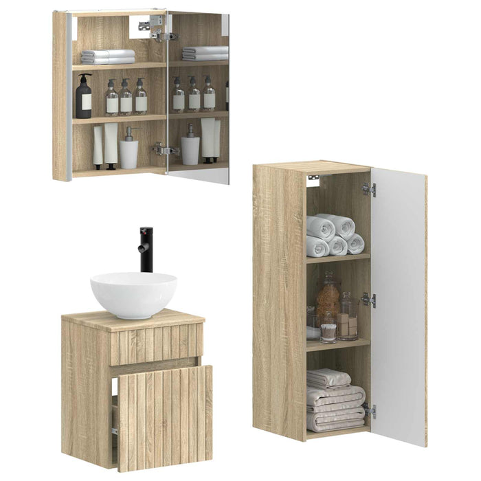 Set de mobilier pentru baie 4 pcs Stejar Sonoma WALTI