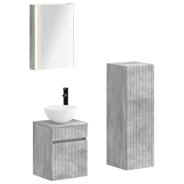 Set de mobilier pentru baie 4 pcs Gri Beton WALTI