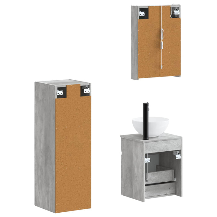 Set de mobilier pentru baie 4 pcs Gri Beton WALTI