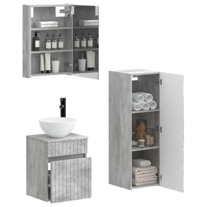 Set de mobilier pentru baie 4 pcs Gri Beton WALTI