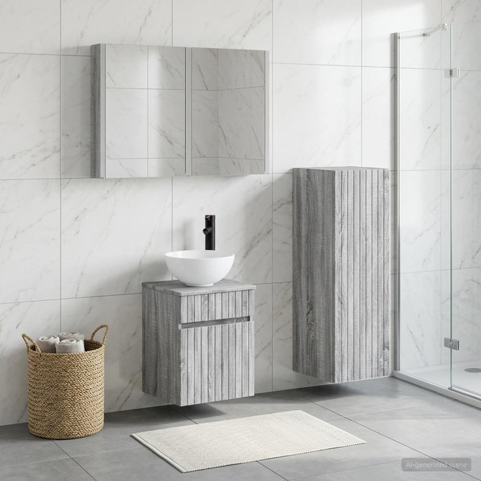 Set de mobilier pentru baie 4 buc. Sonoma gri WALTI