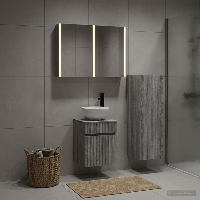 Set de mobilier pentru baie 4 buc. Sonoma gri WALTI