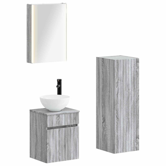 Set de mobilier pentru baie 4 pcs Sonoma gri WALTI