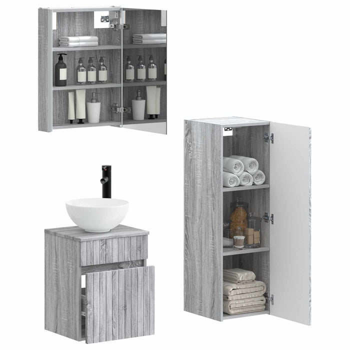 Set de mobilier pentru baie 4 pcs Sonoma gri WALTI