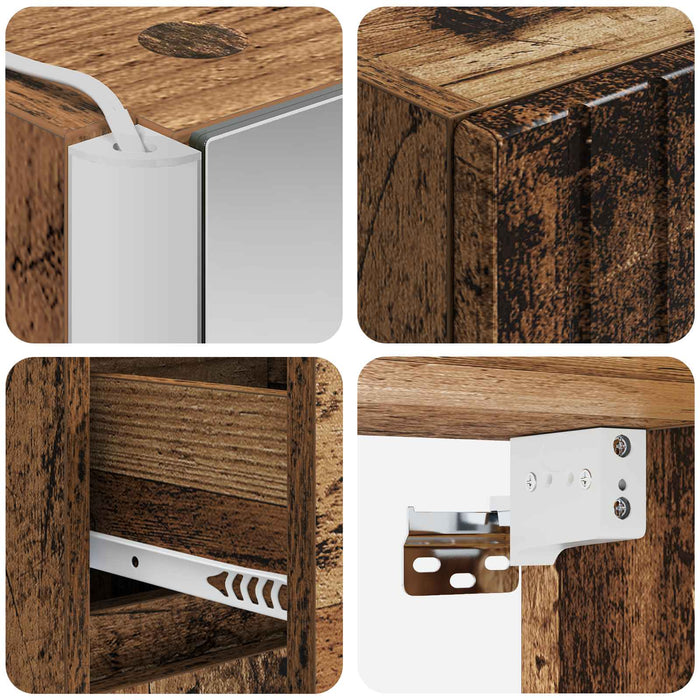 Set de mobilier pentru baie 4 pcs Lemn vechi WALTI