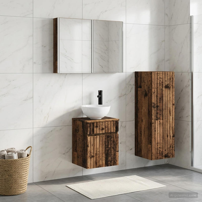 Set de mobilier pentru baie 4 buc. Lemn vechi WALTI