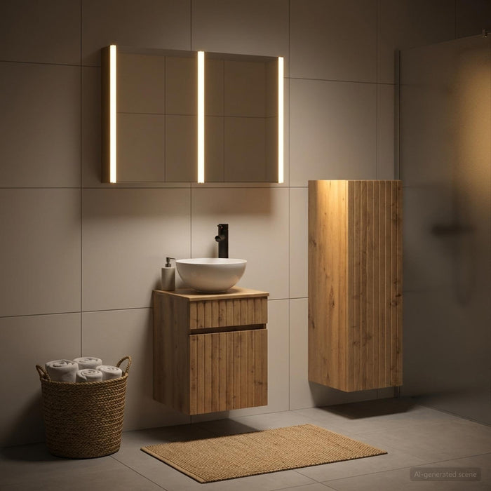 Set de mobilier pentru baie 4 buc. Stejar Artizanal WALTI