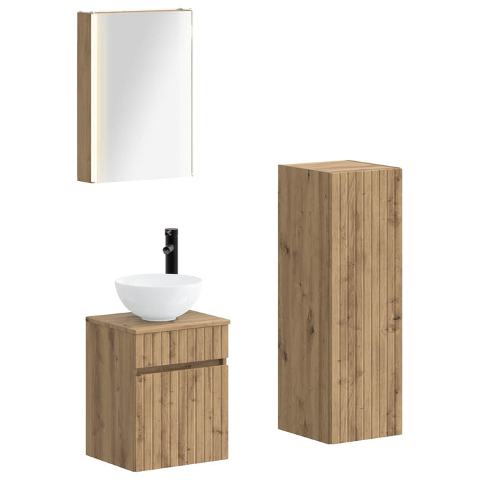Set de mobilier pentru baie 4 pcs Stejar Artizanal WALTI