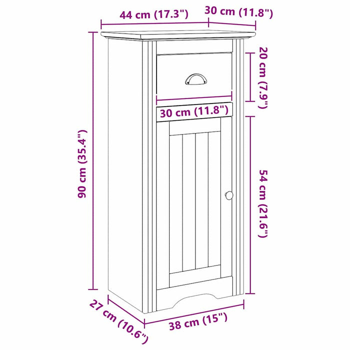 Dulap de Baie BODO Maro miere 44 x 30 x 90 cm Lemn compozit - WALTI WALTI
