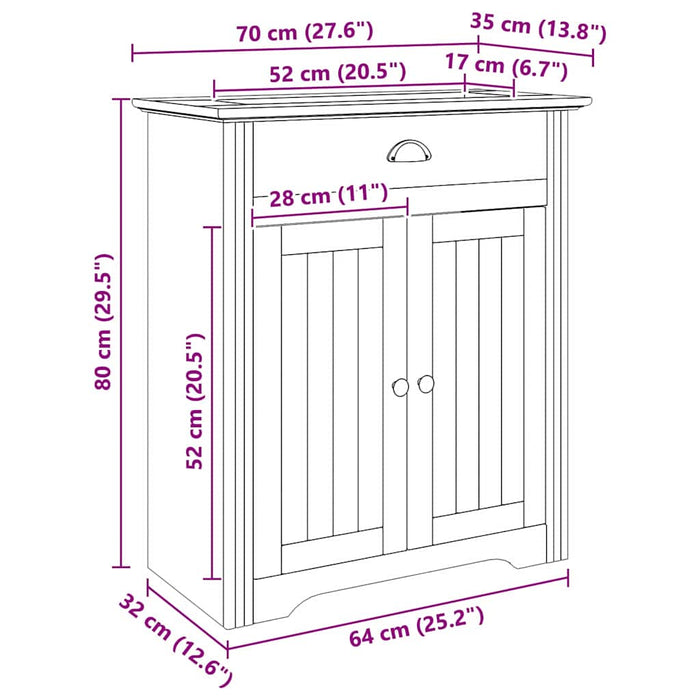 Dulap de Baie BODO Maro miere 70 x 35 x 80 cm Lemn compozit - WALTI WALTI