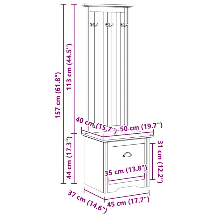 Dulap pentru hol cu sertar BODO Maro miere 50 x 40 x 156,7 cm - WALTI WALTI