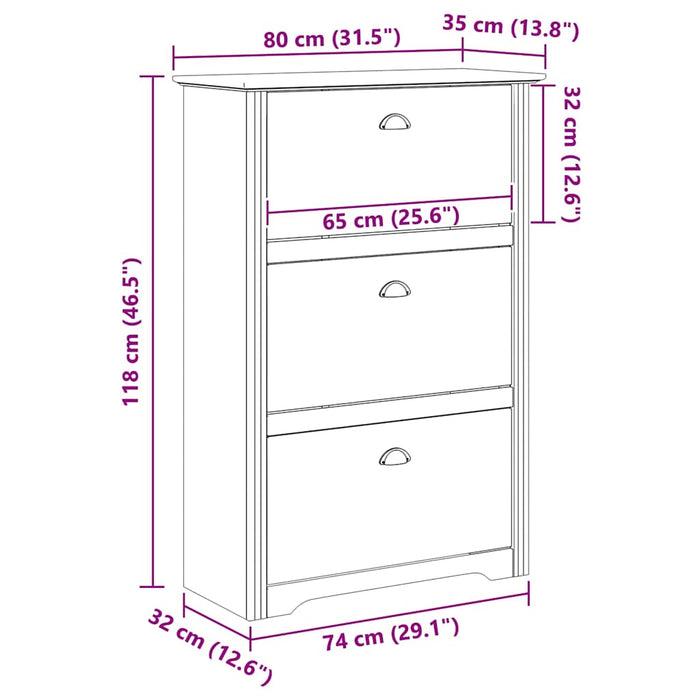 Raft pentru încălțăminte BODO Maro miere 80 x 35 x 118 cm - WALTI WALTI