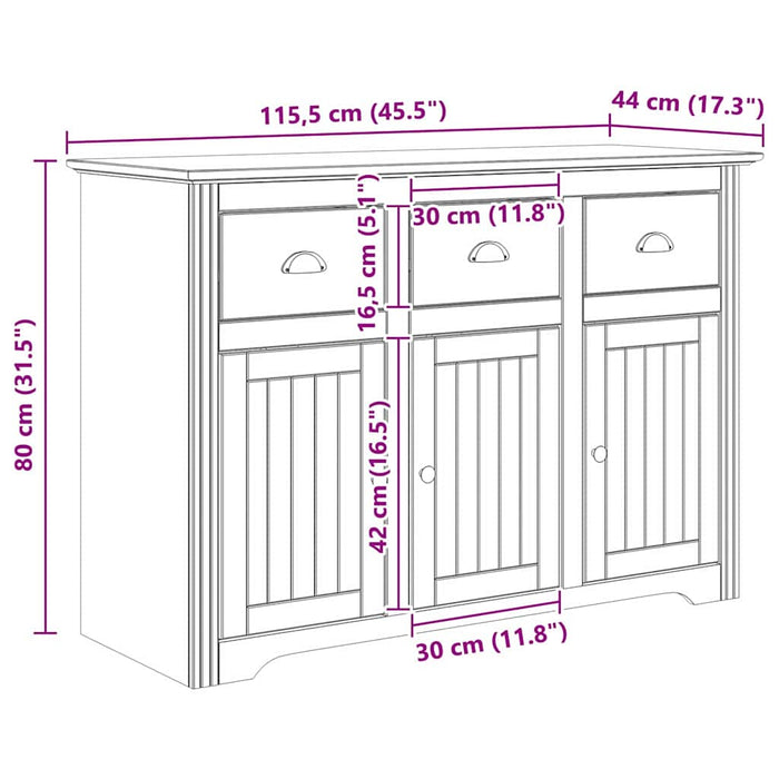 Bufet BODO Maro miere 115,5 x 44 x 80 cm Lemn compozit - WALTI WALTI