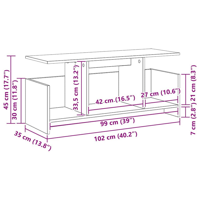 Support TV Stejar Negru 102 x 35 x 45 cm Lemn compozit - WALTI WALTI