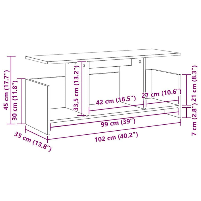 Support TV Stejar fumuriu 102 x 35 x 45 cm Lemn compozit - WALTI WALTI