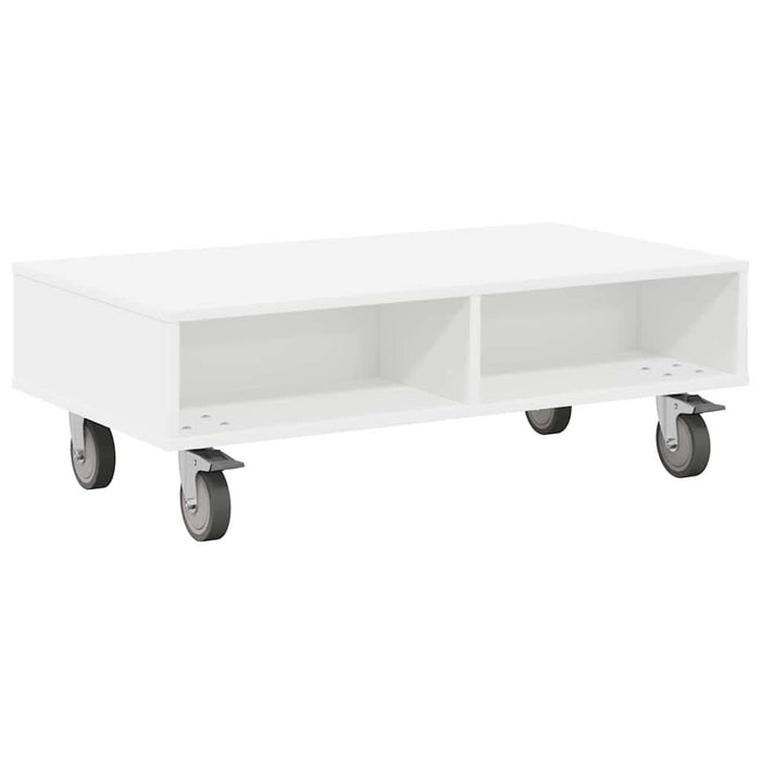 Masă laterală cu roți Alb 90 x 50 x 30 cm Lemn compozit - WALTI WALTI