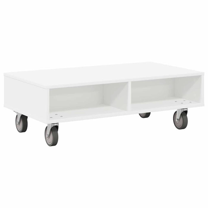 Masă laterală cu roți Alb 90 x 50 x 30 cm Lemn compozit - WALTI WALTI