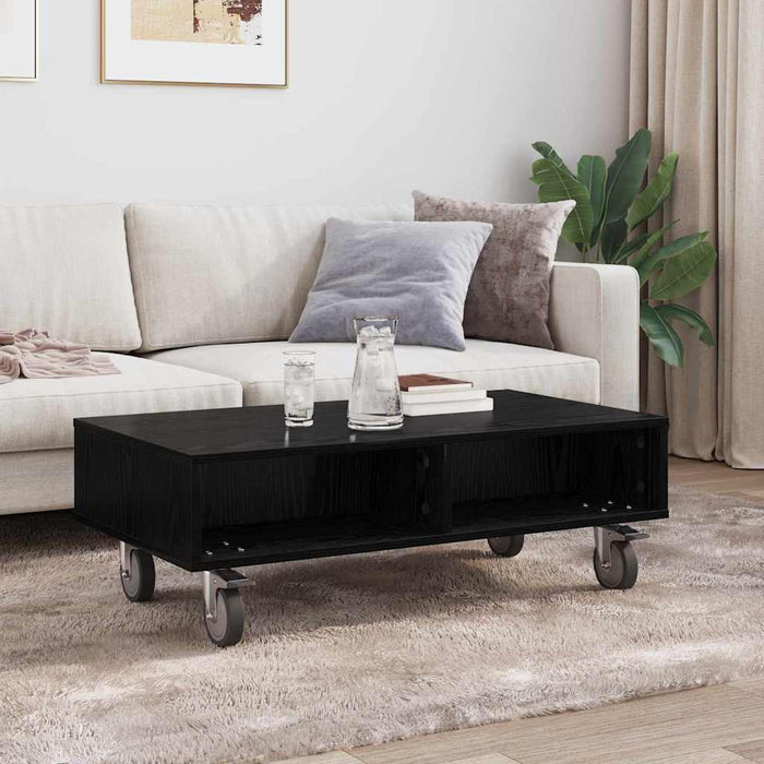 Masă laterală cu roți Stejar Negru 90 x 50 x 30 cm - WALTI WALTI
