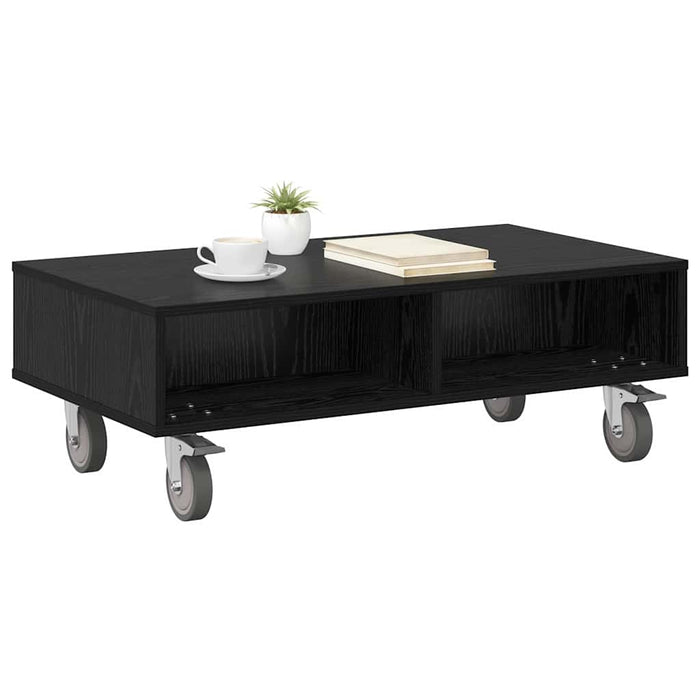 Masă laterală cu roți Stejar Negru 90 x 50 x 30 cm - WALTI WALTI