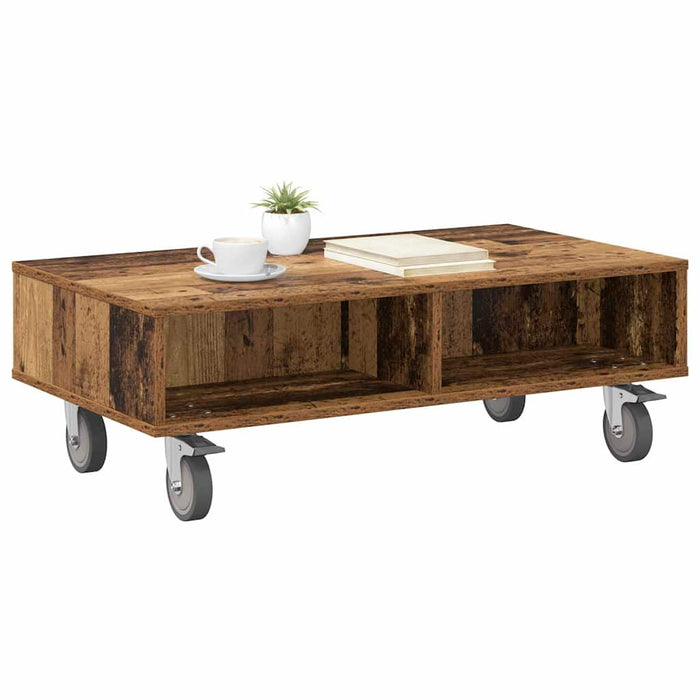 Masă laterală cu roți Lemn vechi 90 x 50 x 30 cm Lemn compozit - WALTI WALTI