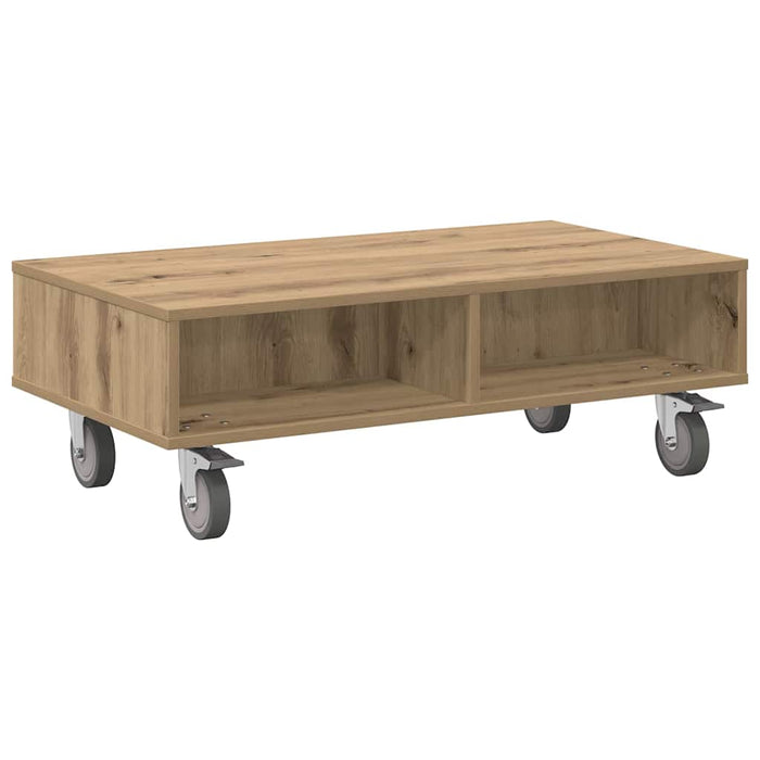 Masă laterală cu roți Stejar Artizanal 90 x 50 x 30 cm - WALTI WALTI