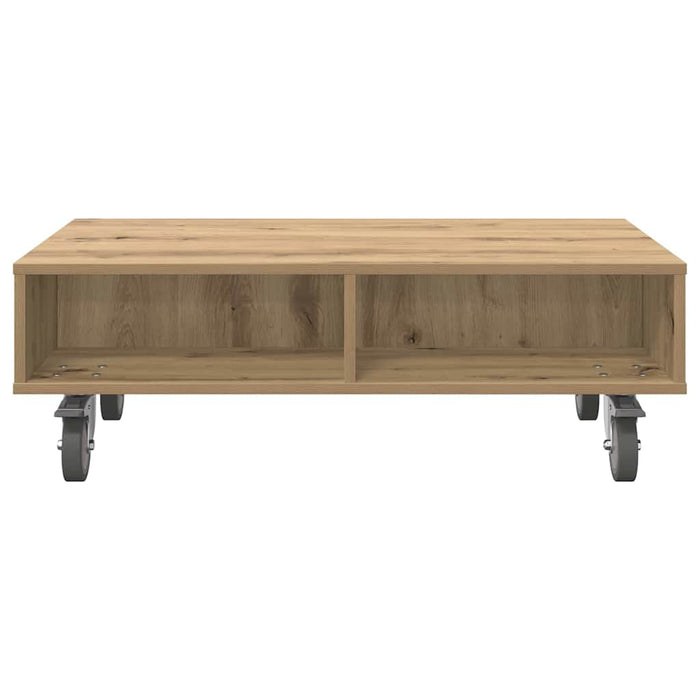 Masă laterală cu roți Stejar Artizanal 90 x 50 x 30 cm - WALTI WALTI