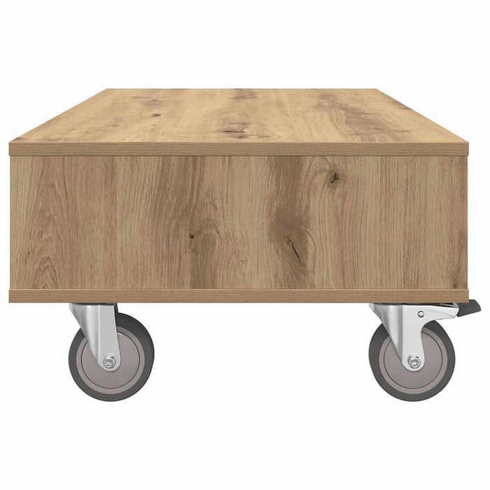 Masă laterală cu roți Stejar Artizanal 90 x 50 x 30 cm - WALTI WALTI