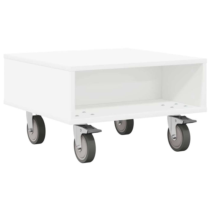 Masă laterală cu roți Alb 50 x 50 x 30 cm Lemn compozit - WALTI WALTI