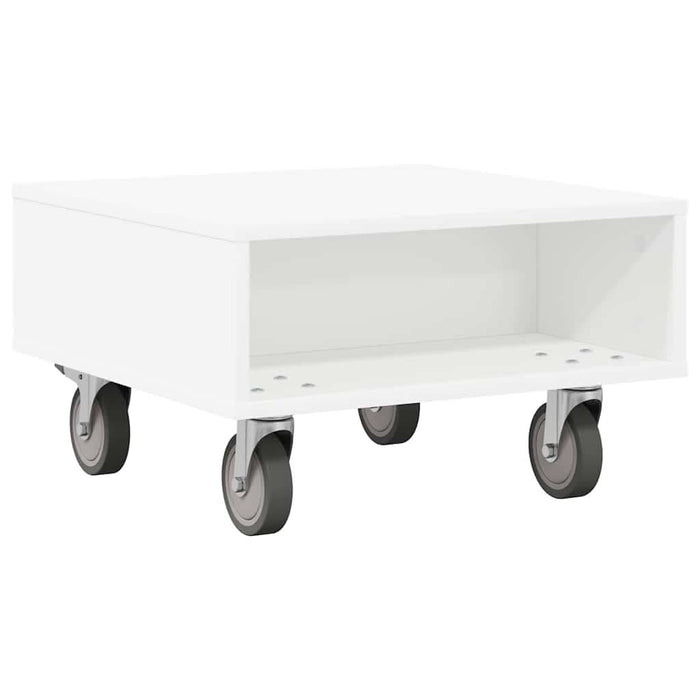Masă laterală cu roți Alb 50 x 50 x 30 cm Lemn compozit - WALTI WALTI