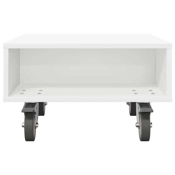 Masă laterală cu roți Alb 50 x 50 x 30 cm Lemn compozit - WALTI WALTI