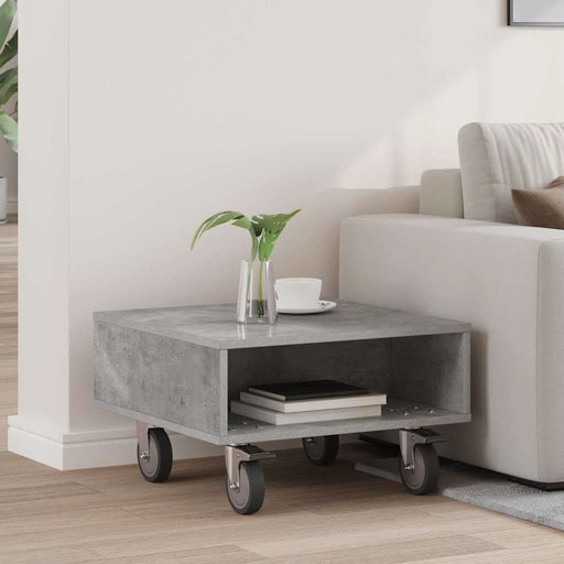 Masă laterală cu roți Gri din beton 50 x 50 x 30 cm - WALTI WALTI