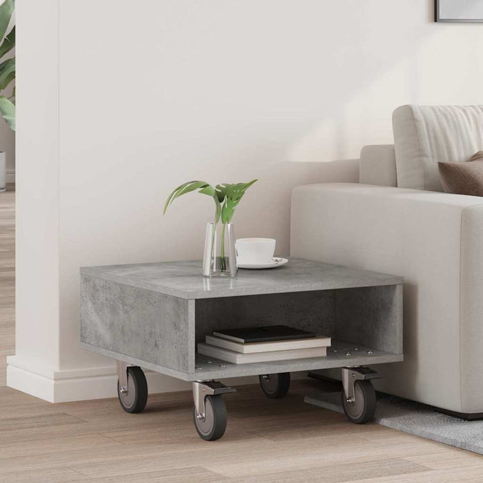 Masă laterală cu roți Gri din beton 50 x 50 x 30 cm - WALTI WALTI