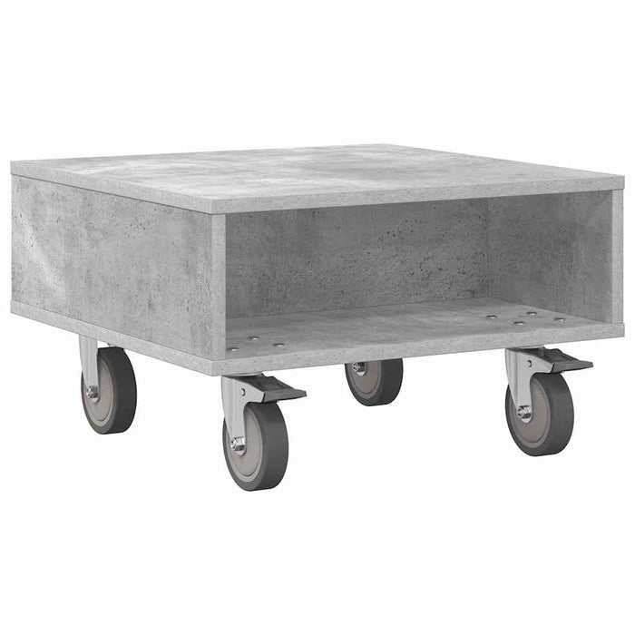 Masă laterală cu roți Gri din beton 50 x 50 x 30 cm - WALTI WALTI