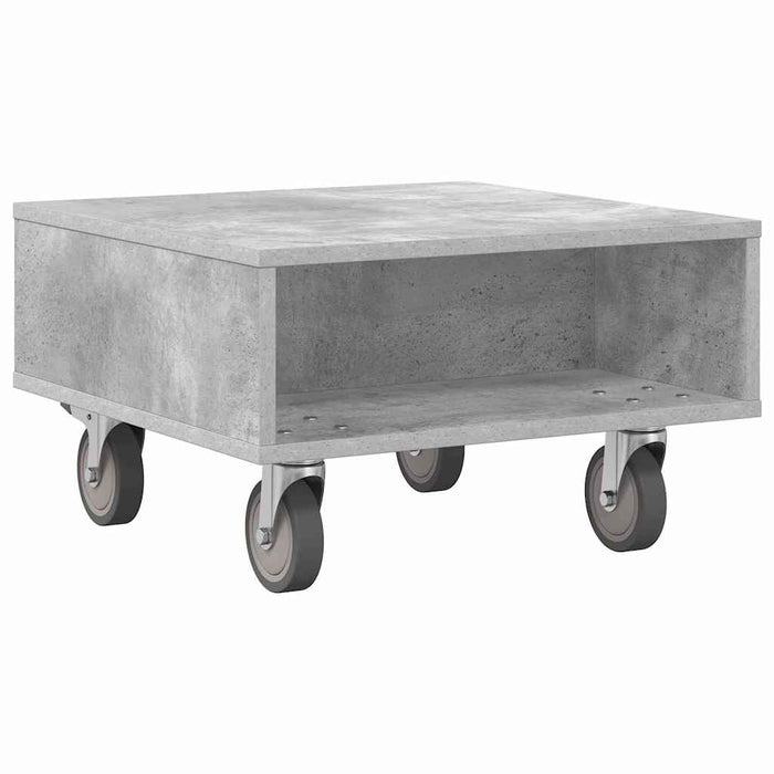 Masă laterală cu roți Gri din beton 50 x 50 x 30 cm - WALTI WALTI