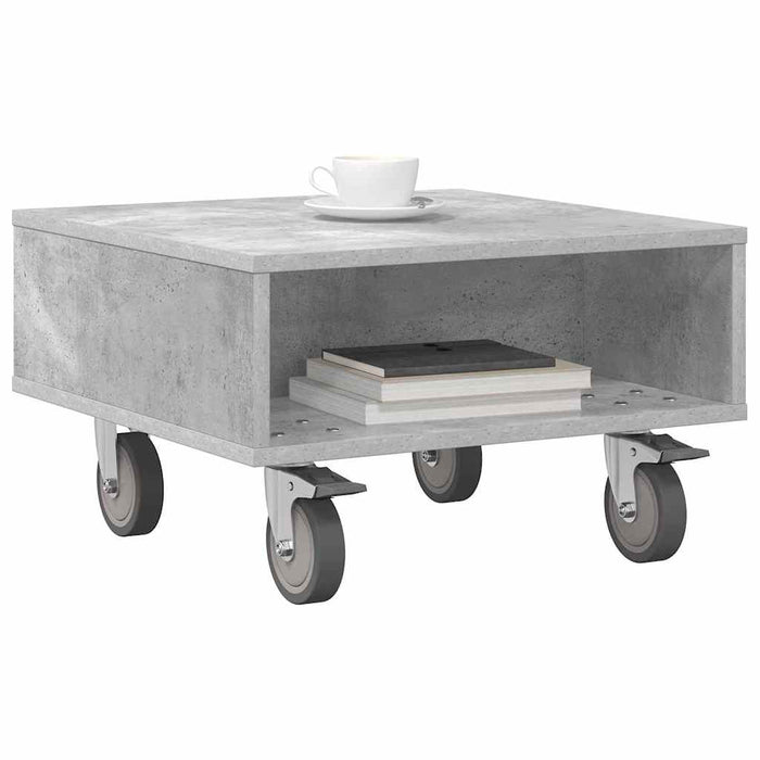 Masă laterală cu roți Gri din beton 50 x 50 x 30 cm - WALTI WALTI