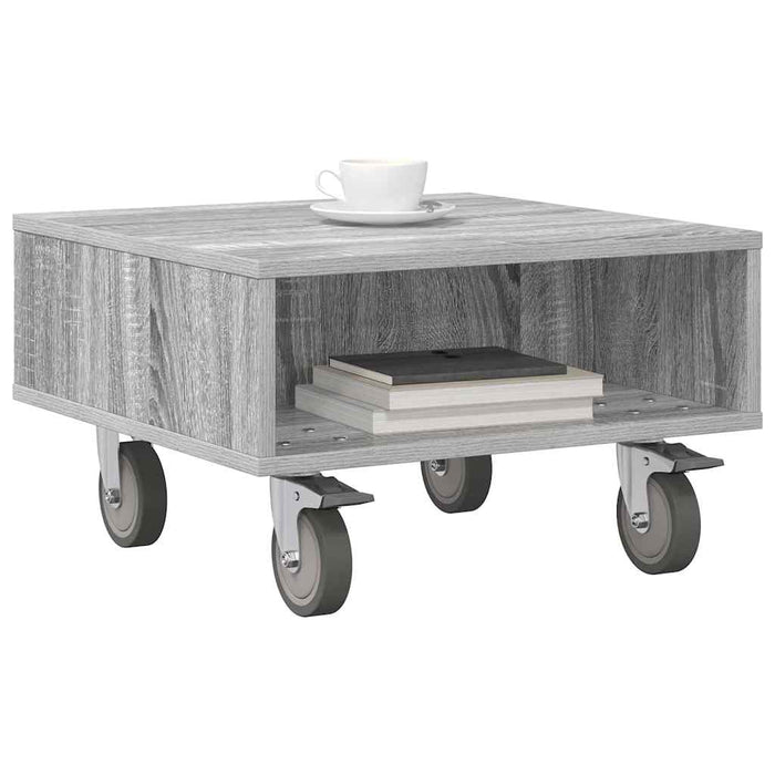 Masă laterală cu roți Gri Sonoma 50 x 50 x 30 cm Lemn compozit - WALTI WALTI