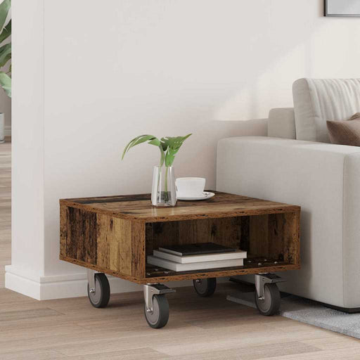Masă laterală cu roți Lemn vechi 50 x 50 x 30 cm Lemn compozit - WALTI WALTI