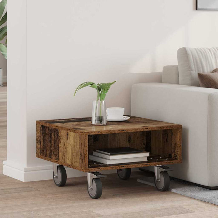 Masă laterală cu roți Lemn vechi 50 x 50 x 30 cm Lemn compozit - WALTI WALTI