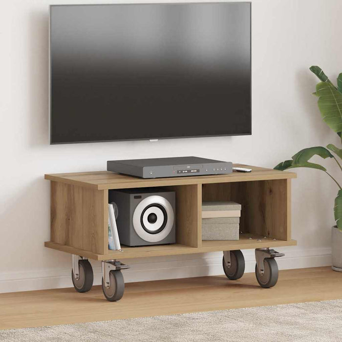 Support TV Stejar Artizanal 68,5 x 35 x 35 cm Lemn compozit - WALTI WALTI