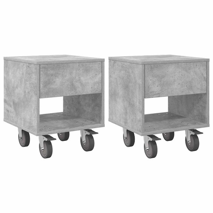 Noptieră 2 pcs Gri din beton 40,5 x 40 x 48 cm Lemn compozit - WALTI WALTI