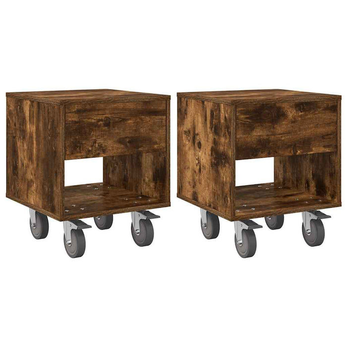 Noptieră 2 pcs Stejar fumuriu 40,5 x 40 x 48 cm Lemn compozit - WALTI WALTI