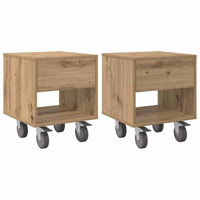 Noptieră 2 pcs Stejar Artizanal 40,5 x 40 x 48 cm Lemn compozit - WALTI WALTI