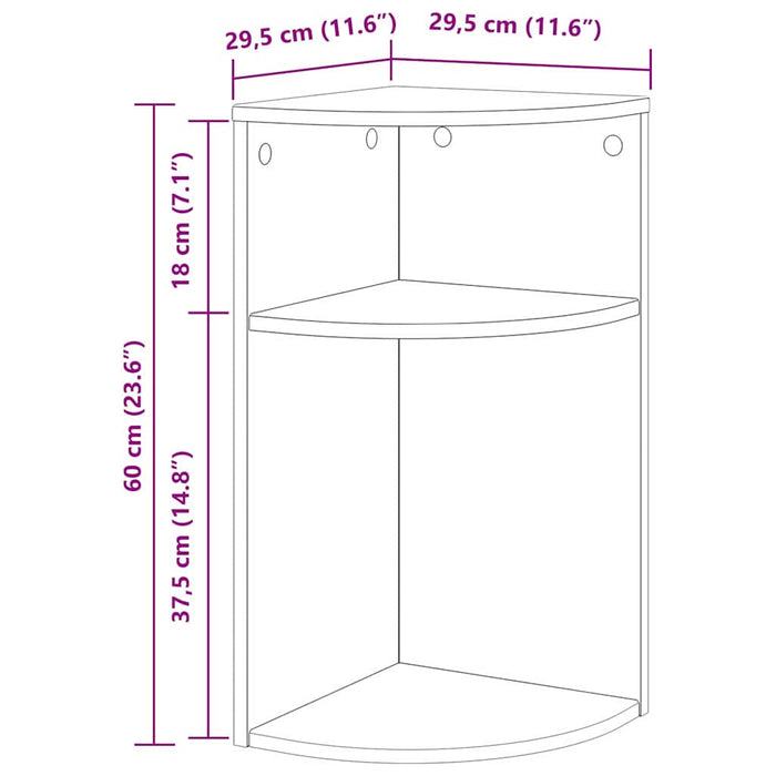 Masă laterală Stejar fumuriu 29,6 x 29,6 x 60 cm Lemn compozit - WALTI WALTI