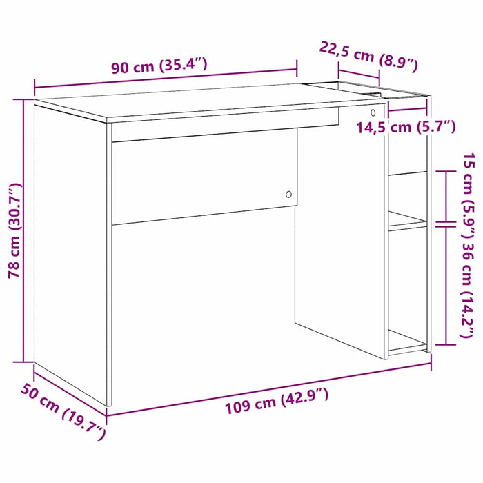 Birou Stejar Sonoma 109 x 50 x 78 cm Lemn compozit - WALTI WALTI
