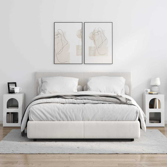 Noptieră 2 pcs Alb lucios 29.5 x 35 x 50 cm Lemn compozit - WALTI WALTI