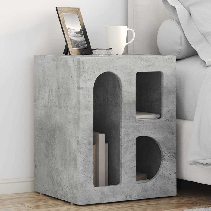 Noptieră Gri din beton 40 x 35 x 50 cm Lemn compozit - WALTI WALTI