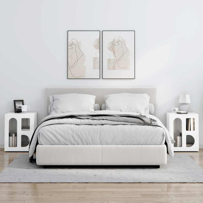 Noptieră 2 pcs Alb lucios 40 x 35 x 50 cm Lemn compozit - WALTI WALTI